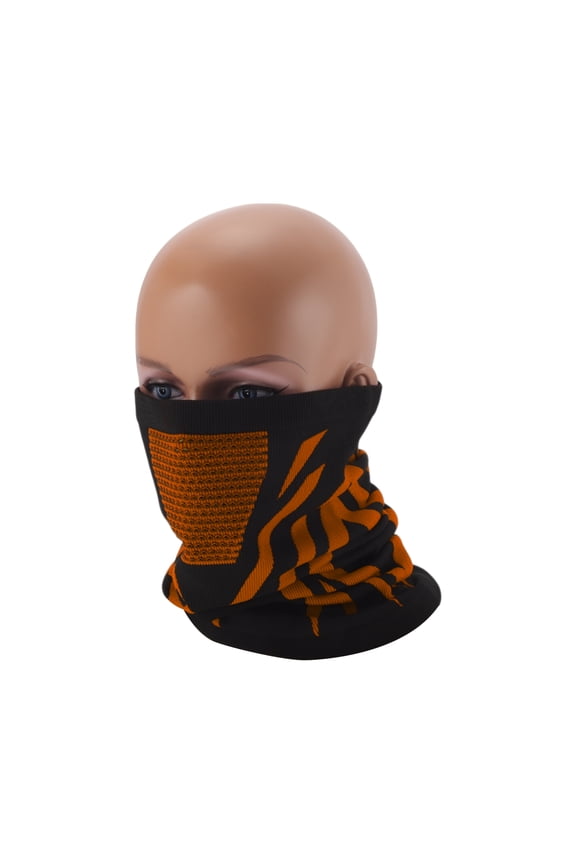 Half Pack Face Mask Nylon Honeycomb Face Cover Keep Warm Breathable Orange 1 Pcs