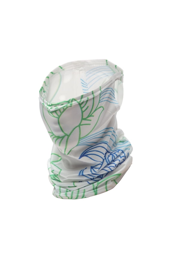 Half Pack UV Face Shield Polyester Pattern Multipurpose Neck Gaiter Mask Sun Protection Breathable Blue White 1 Pcs