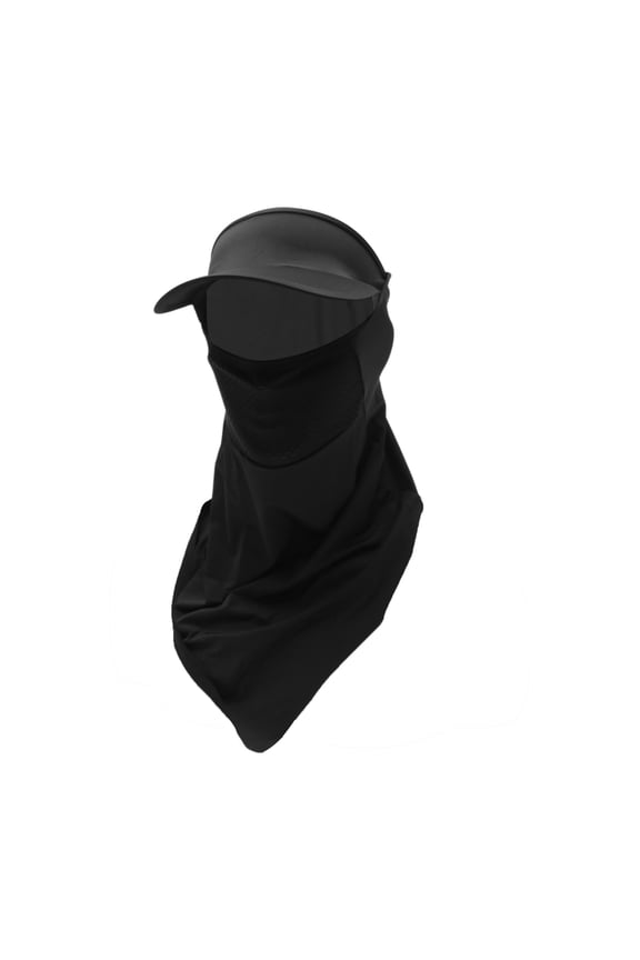Half-Wrapped Triangular Scarf with Brim UV Face Shield Polyester Filter Multipurpose Neck Gaiter Mask Sun Protection Breathable Black 1 Pcs
