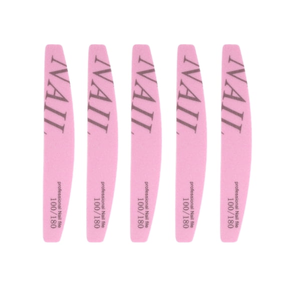 Unique Bargains Half-moon Sponge Nail Files 5 Pcs Pink