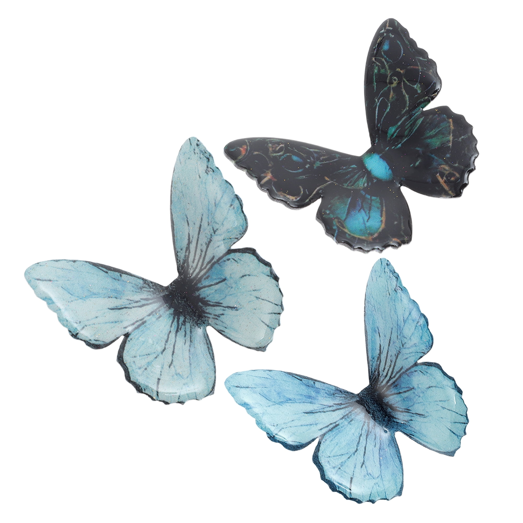 Unique Bargains Halloween Christmas Duckbill Butterfly Hair Clips 3 Pcs Blue Black