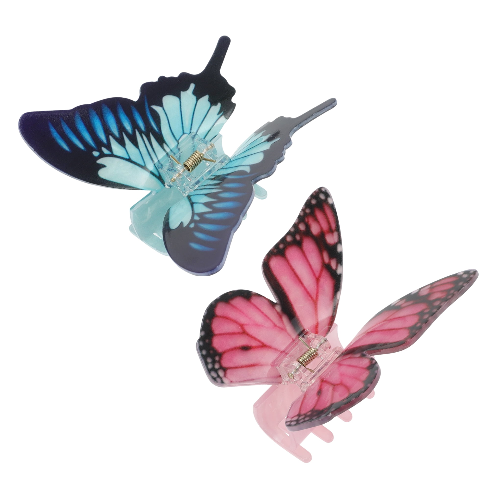 Unique Bargains Halloween Christmas Hair Clips Butterfly 3.74"x3.54"x1.97" 4 Pcs Dark Blue Rose Red