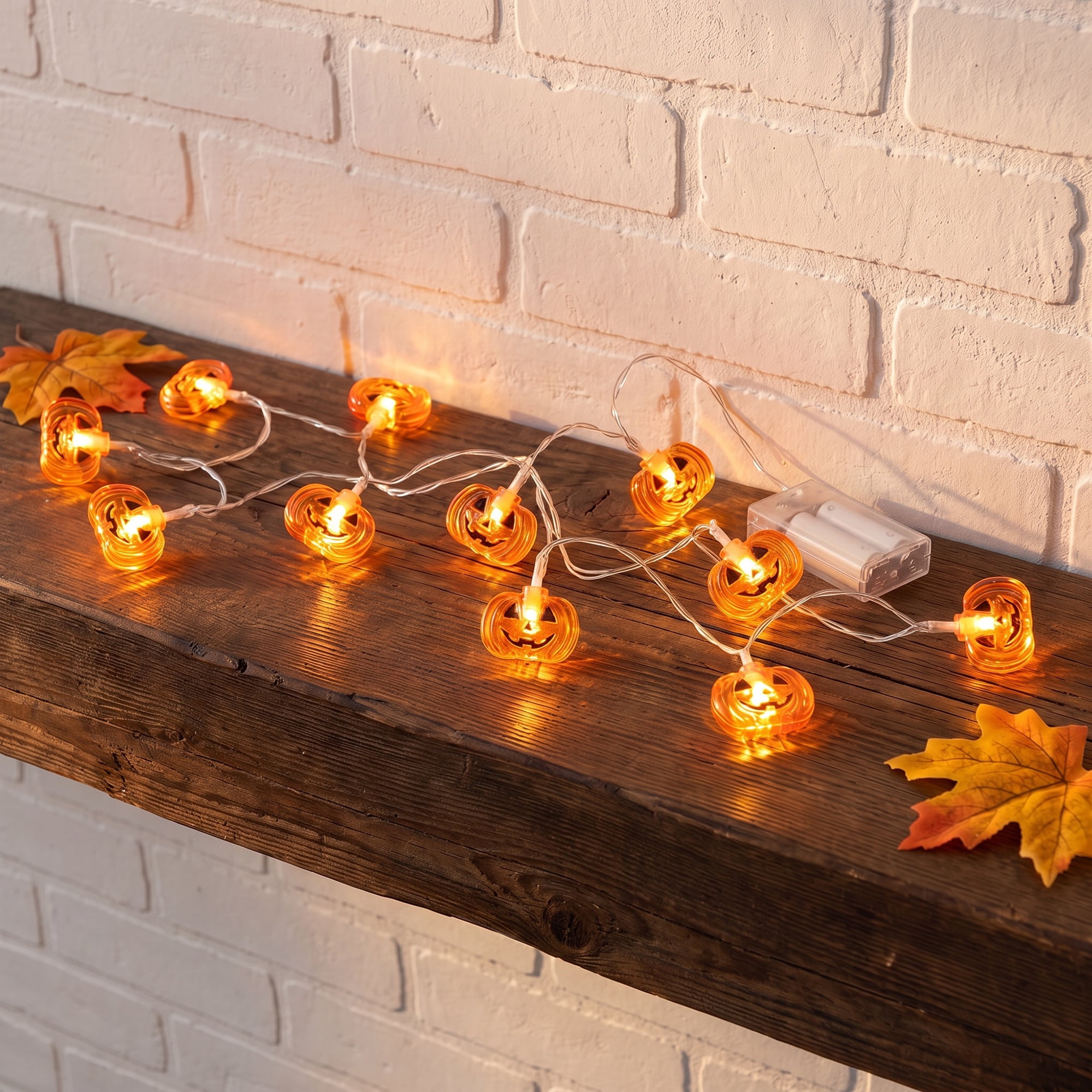 Unique Bargains Halloween Jack-O'-Lantern Fairy Light 4.9 ft Flat Pumpkin Battery Operated