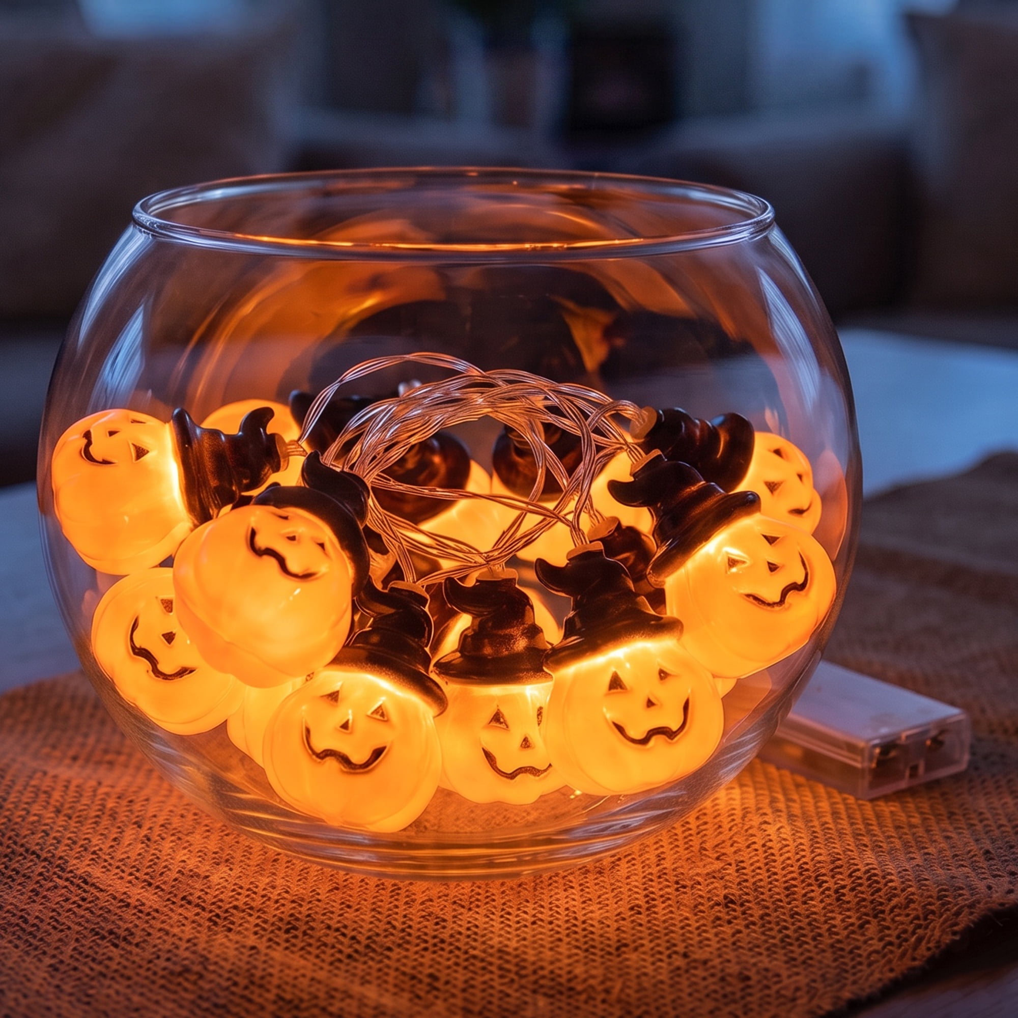 Unique Bargains Halloween Jack-O'-Lantern Fairy Lights 4.9 ft Black Hat Battery Operated