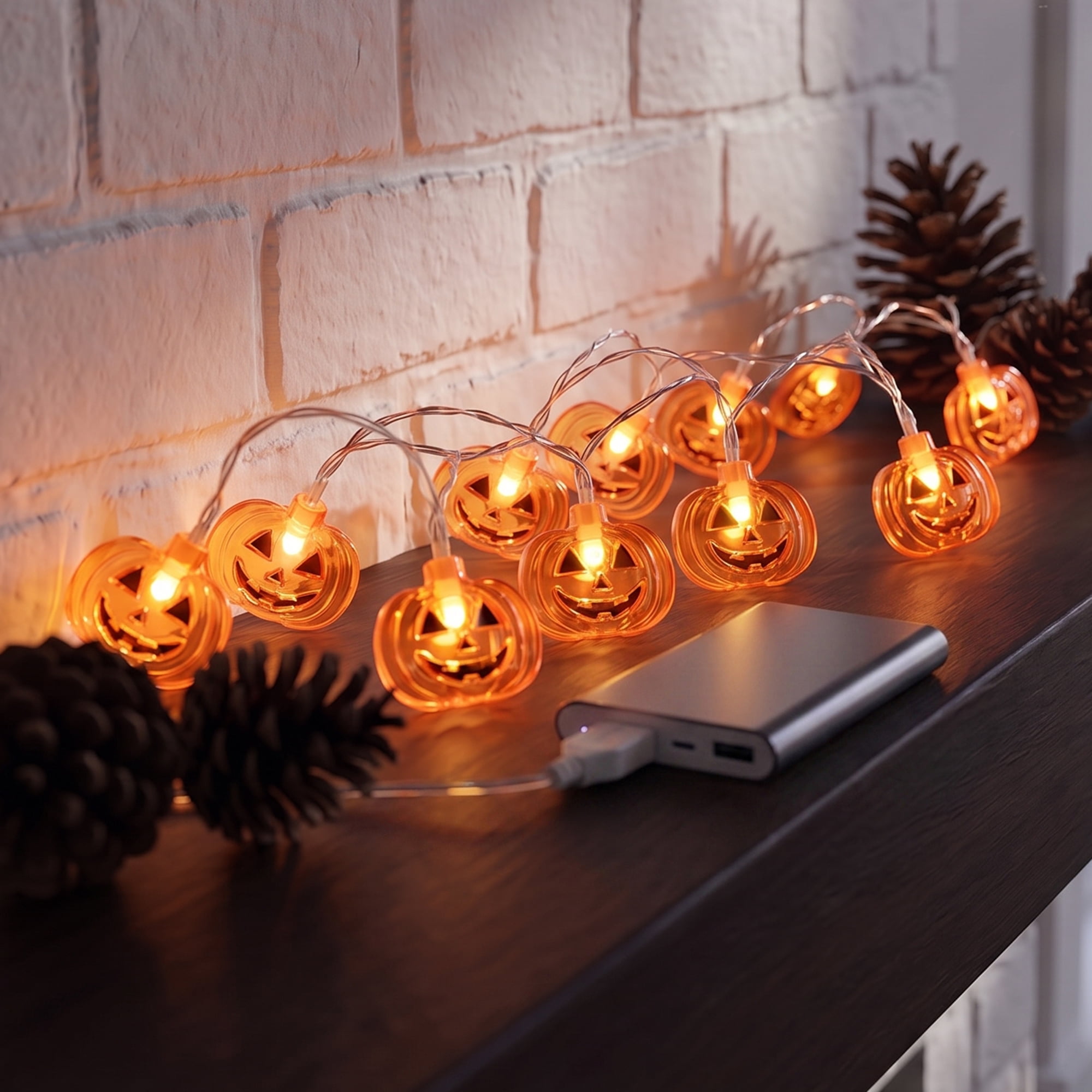 Unique Bargains Halloween Jack-O'-Lantern Fairy Lights 9.8 ft Flat Pumpkin USB Powered