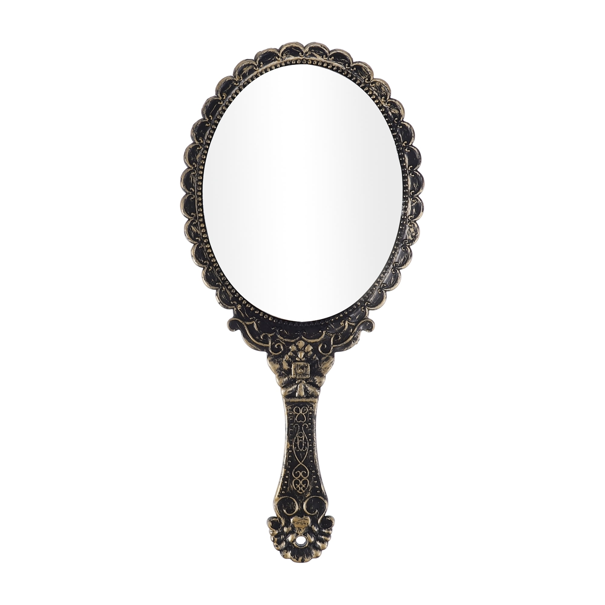 Unique Bargains Hand Mirror Embossed Vintage 1Pc Bronze Tone