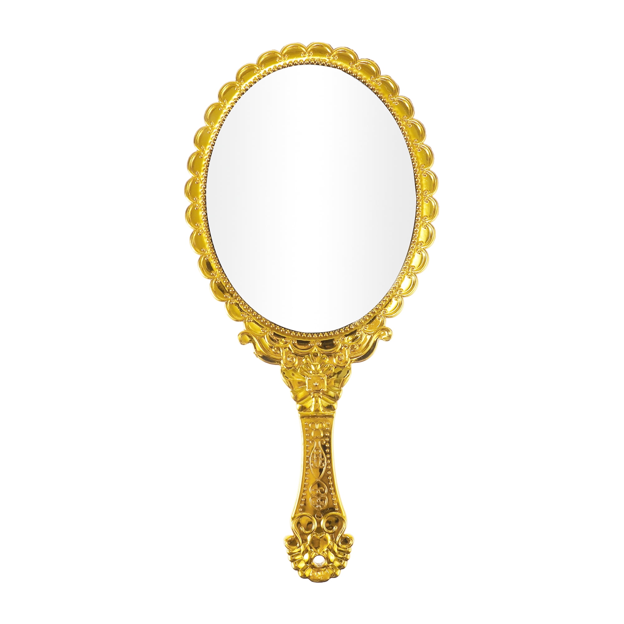 Unique Bargains Hand Mirror Embossed Vintage 1Pc Gold Tone