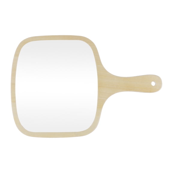 Unique Bargains Hand Mirror with Handle Bamboo Handheld Mirror Hand Held Mirror for Men Shaving 8.7" W x 12.8" L Wood