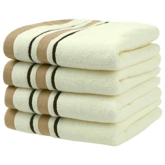 Unique Bargains Hand Towels 14" x 30" Lightweight Soft Washcloths Set for Kitchen Bathroom Beige 4pk