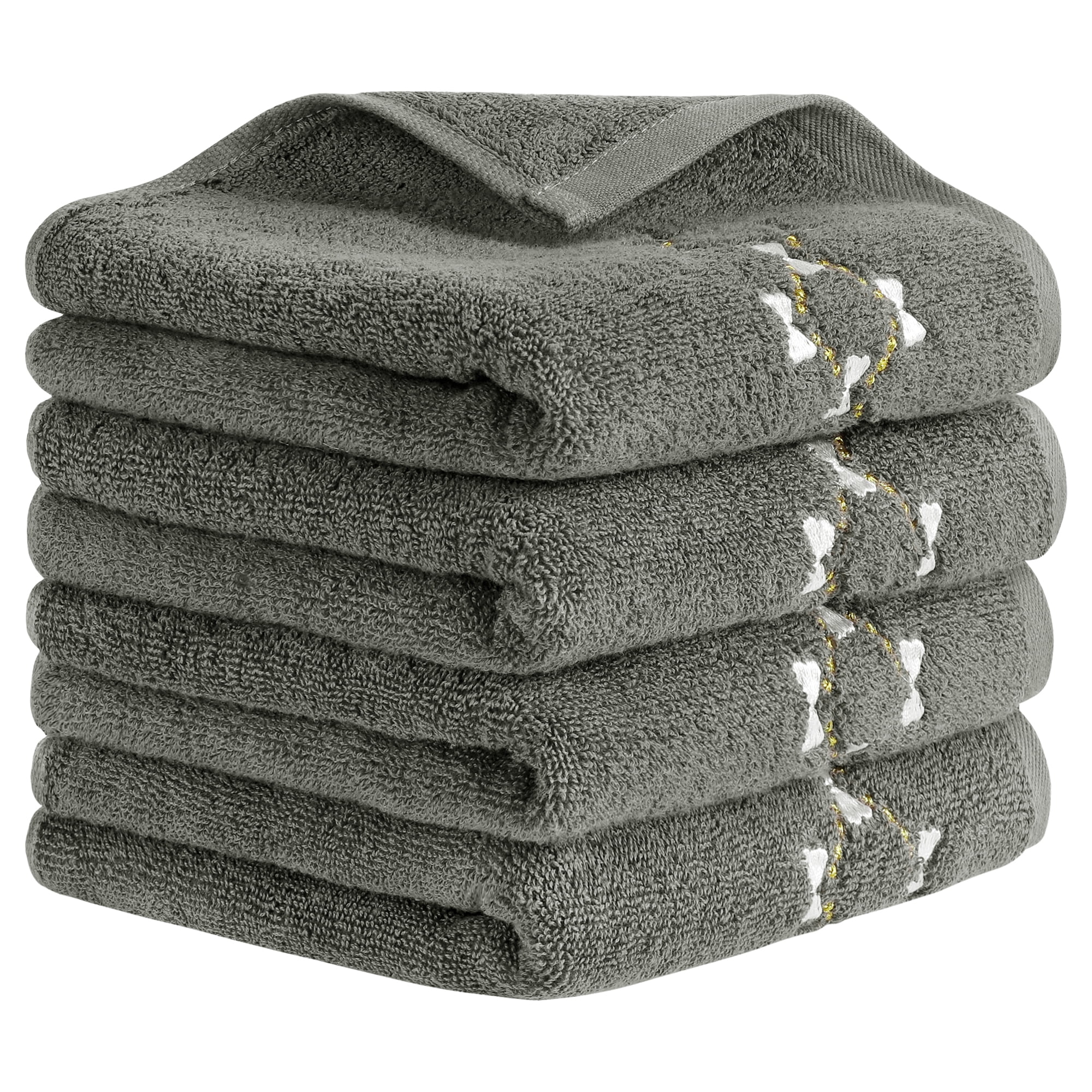 Unique Bargains Hand Towels Embroidered Bow Pattern Towels for Kitchen, Bath Brown 4-Piece