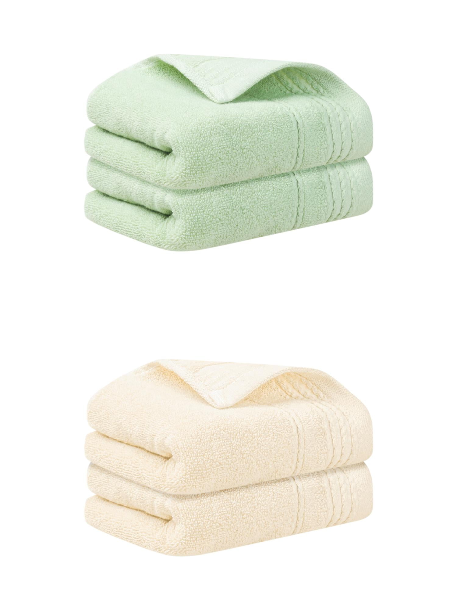 Unique Bargains Hand Towels Set 4 Pack Soft Comfort Towel Beige/Green