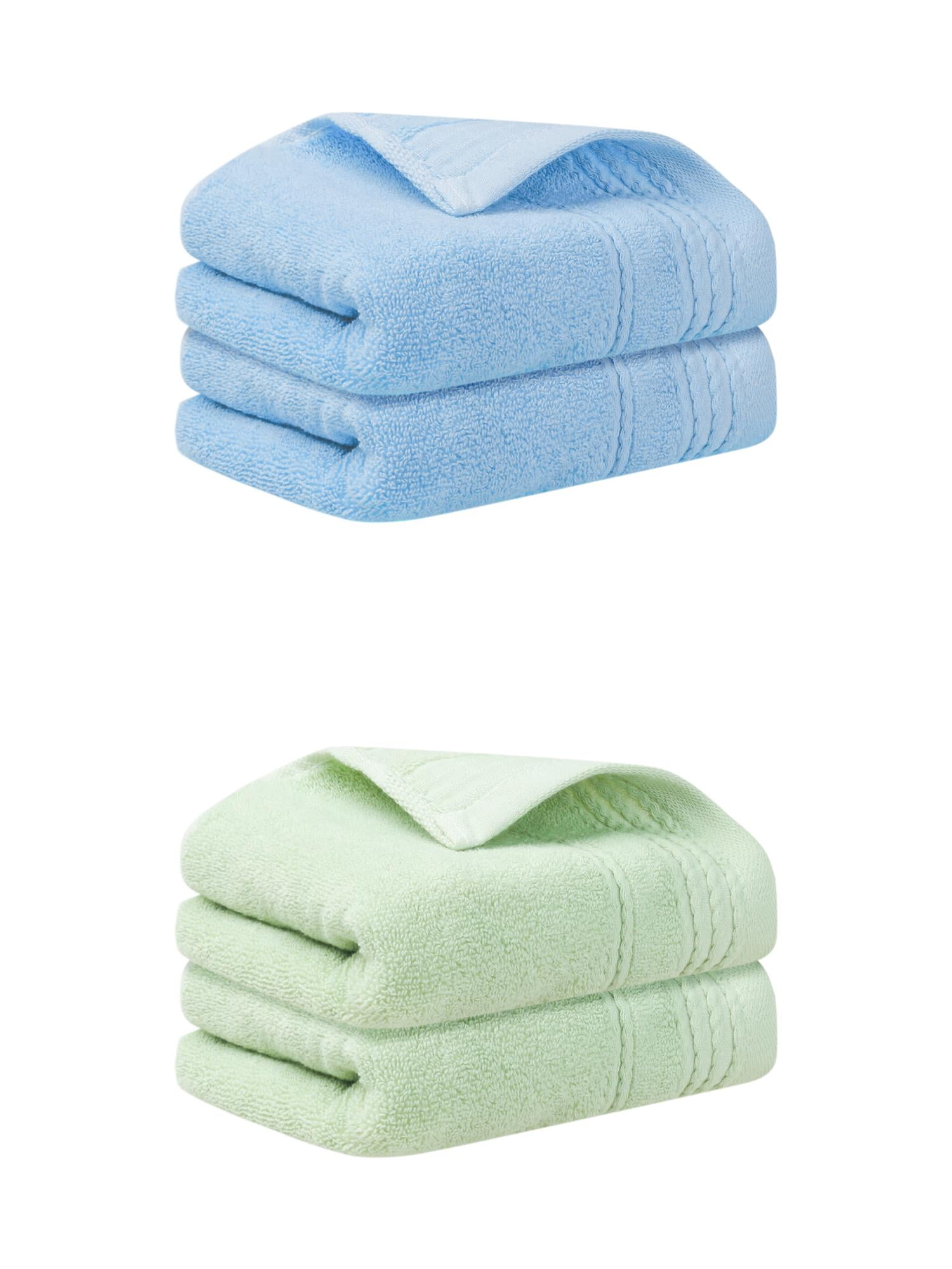 Unique Bargains Hand Towels Set 4 Pack Soft Comfort Towel Blue/Green 14" x 30"