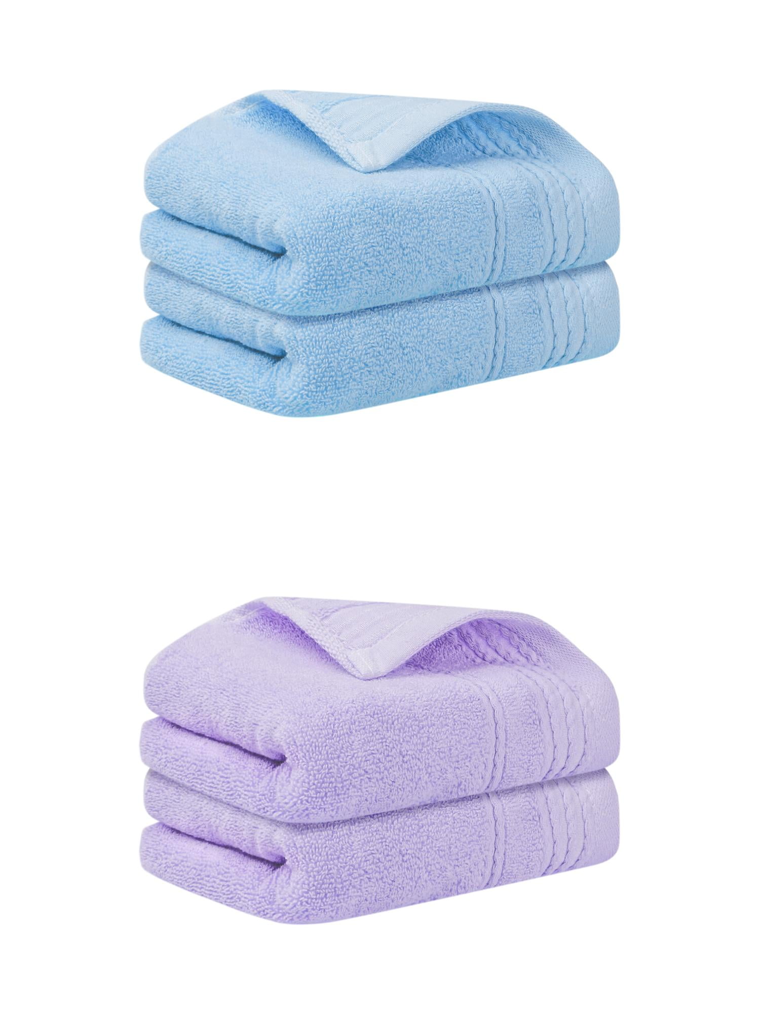 Unique Bargains Hand Towels Set 4 Pack Soft Comfort Towel Blue/Purple 14" x 30"