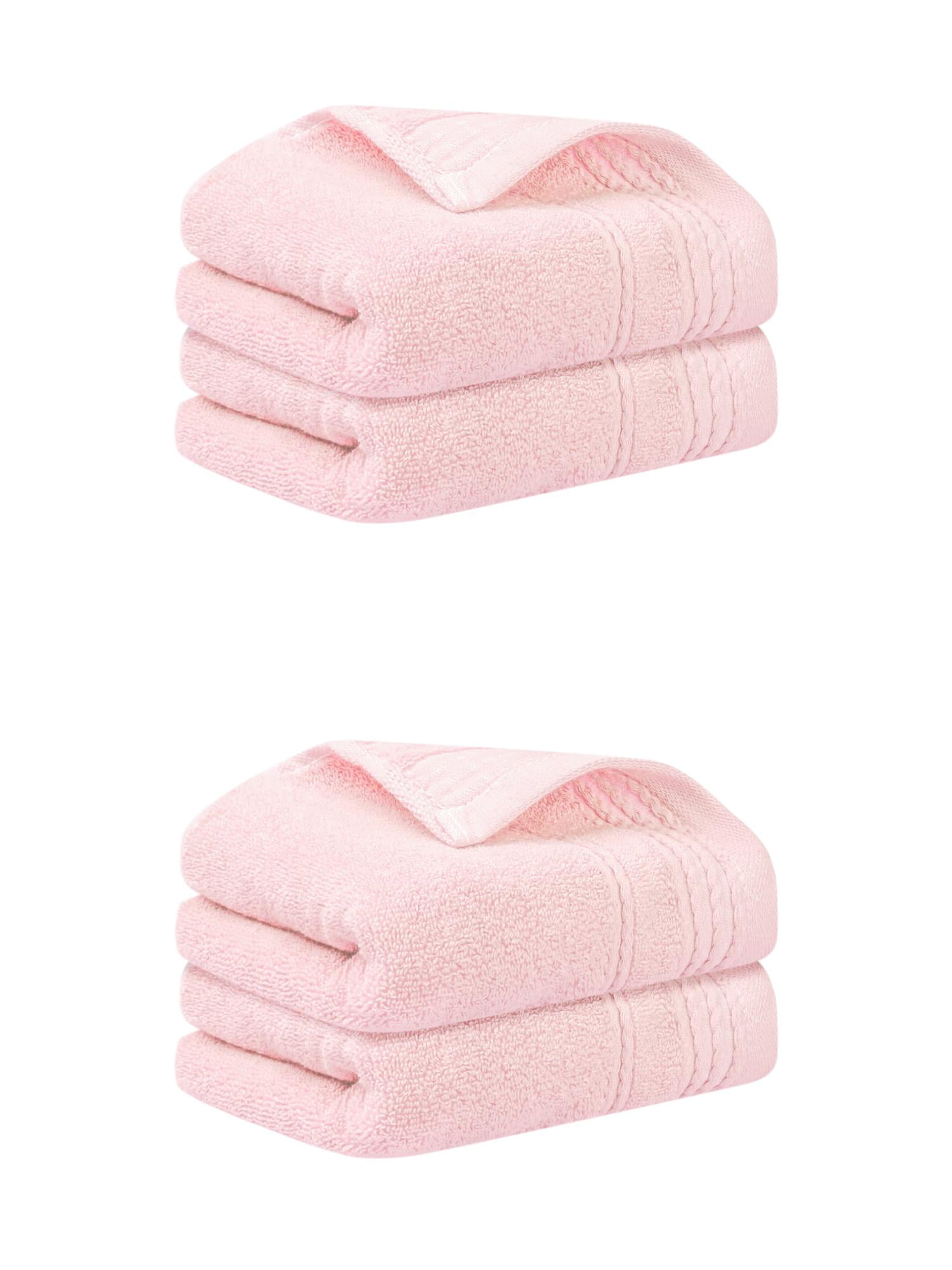 Unique Bargains Hand Towels Set 4 Pack Soft Comfort Towel Pink 14" x 30"