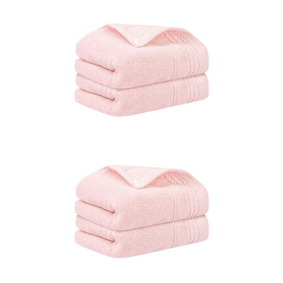 Unique Bargains Hand Towels Set 4 Pack Soft Comfort Towel Pink 14" x 30"