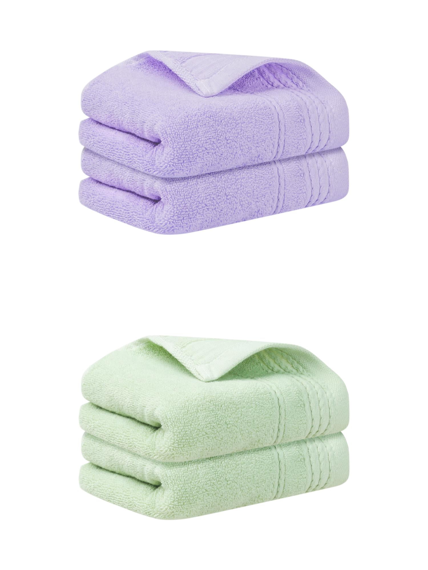 Unique Bargains Hand Towels Set 4 Pack Soft Comfort Towel Purple/Green 14" x 30"