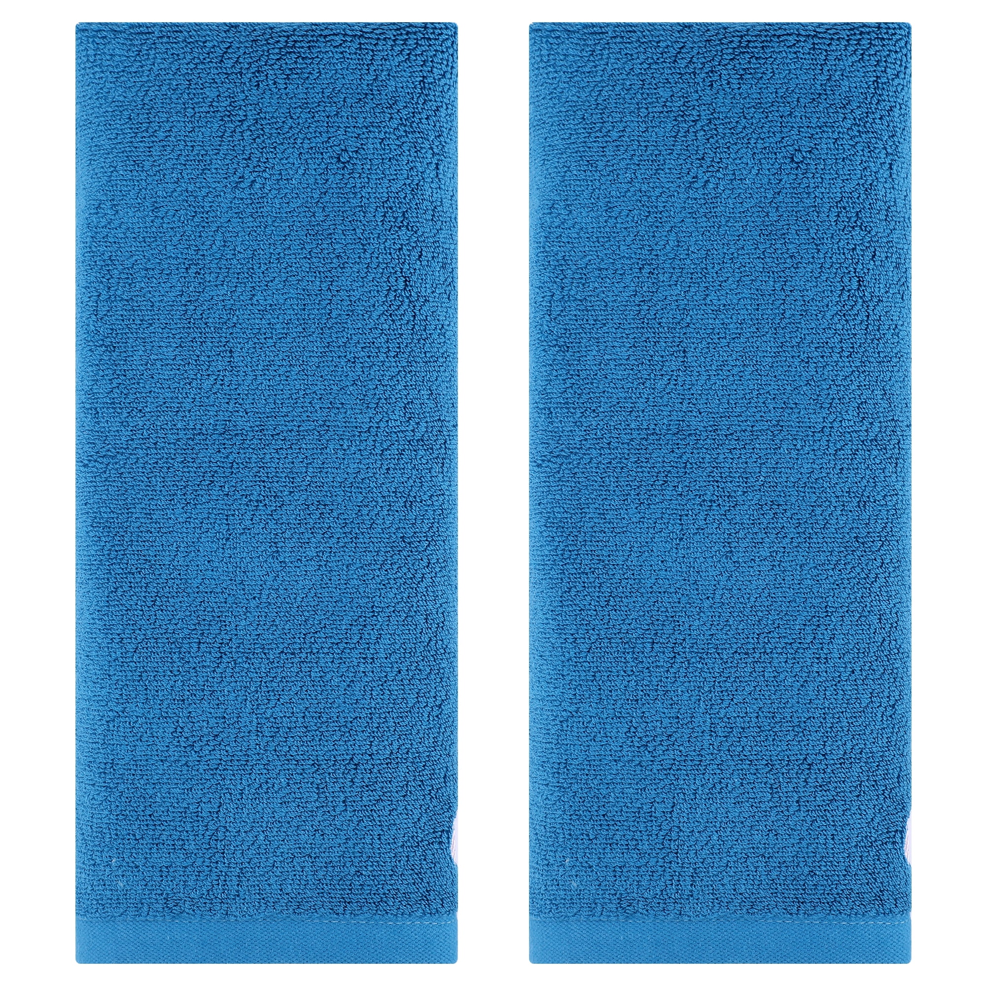 Unique Bargains Hand Towels Set of 2 Embroidered Floral Pattern Blue 14" x 31"