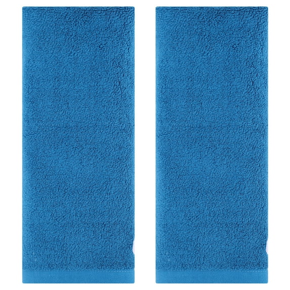 Unique Bargains Hand Towels Set of 2 Embroidered Floral Pattern Blue 14" x 31"