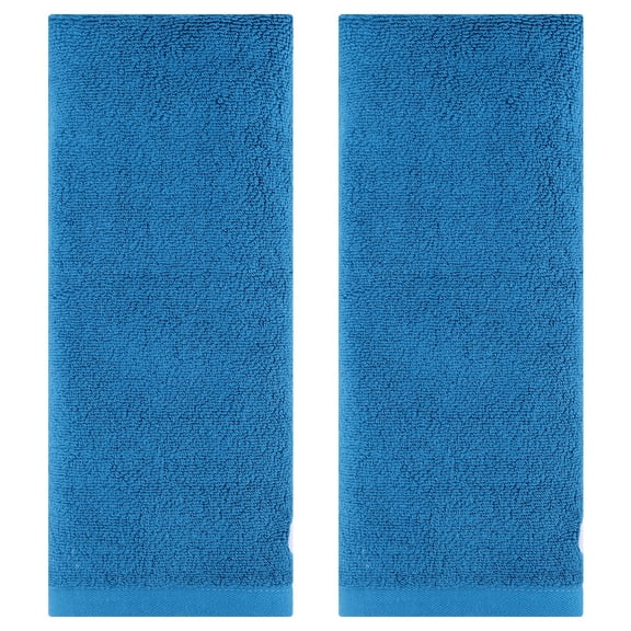 Unique Bargains Hand Towels Set of 2 Embroidered Floral Pattern Blue 14" x 31"