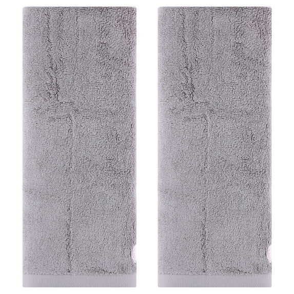 Unique Bargains Hand Towels Set of 2 Embroidered Floral Pattern Camel 14" x 31"