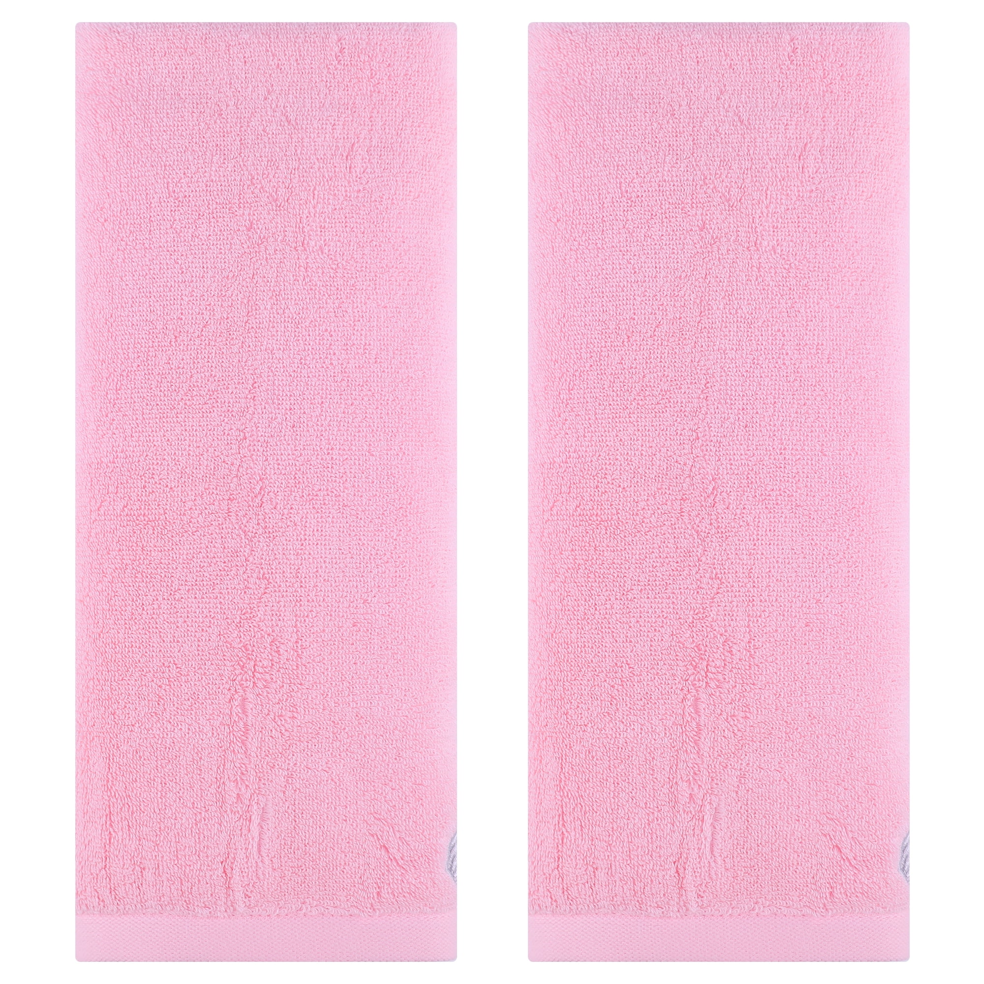 Unique Bargains Hand Towels Set of 2 Embroidered Floral Pattern Pink 14" x 31"