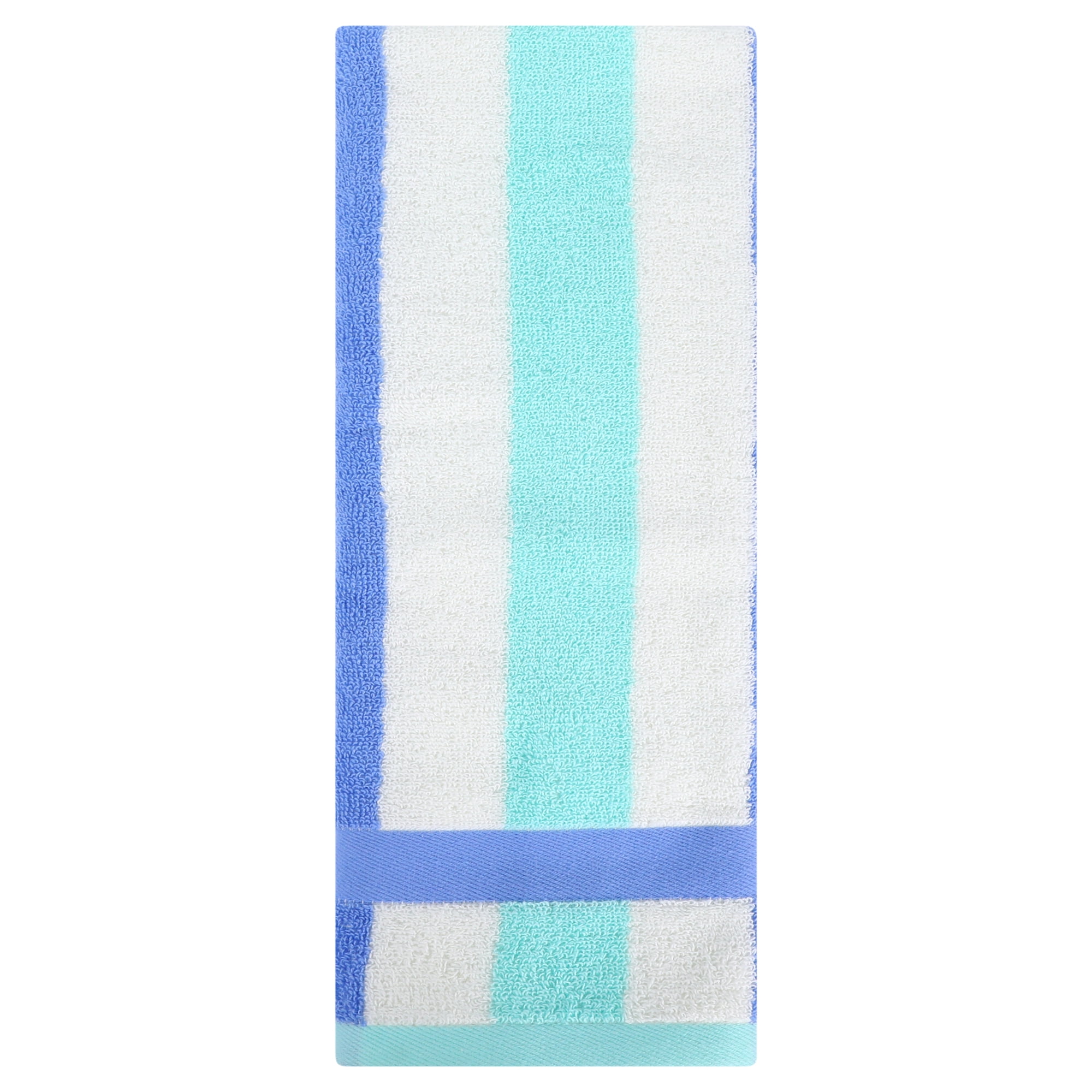 Unique Bargains Striped Cotton Absorbent Soft Hand Towel 13" x 29" Blue Green Pack of 1