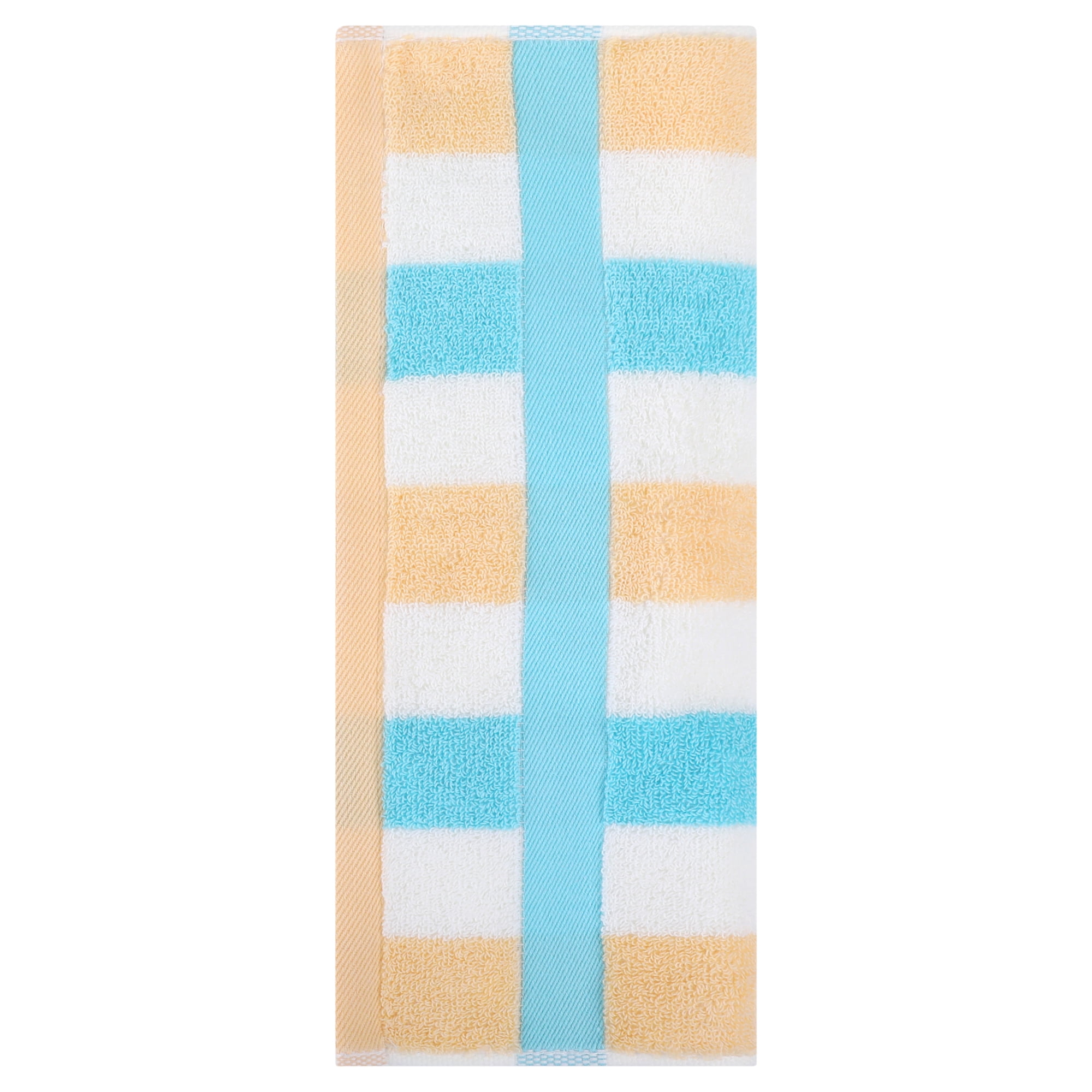 Unique Bargains Striped Cotton Absorbent Soft Hand Towel 13" x 29" Blue Yellow Pack of 1