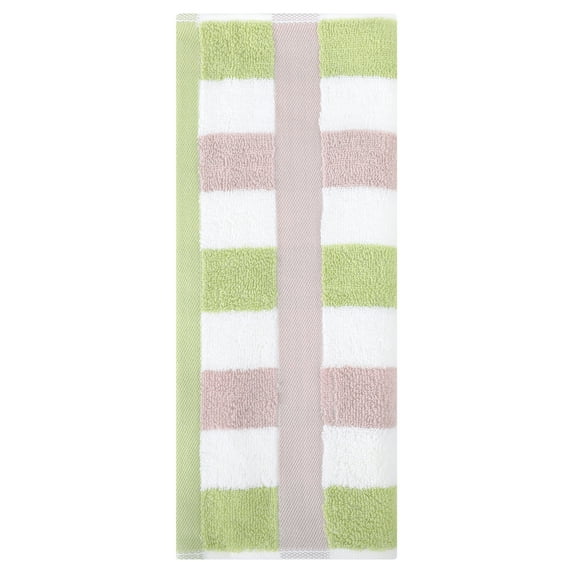 Unique Bargains Striped Cotton Absorbent Soft Hand Towel 13" x 29" Green Pack of 1