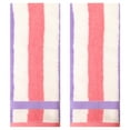 thumbnail image 1 of Unique Bargains Striped Cotton Absorbent Soft Hand Towel 13" x 29" Purple Pink Pack of 2, 1 of 5