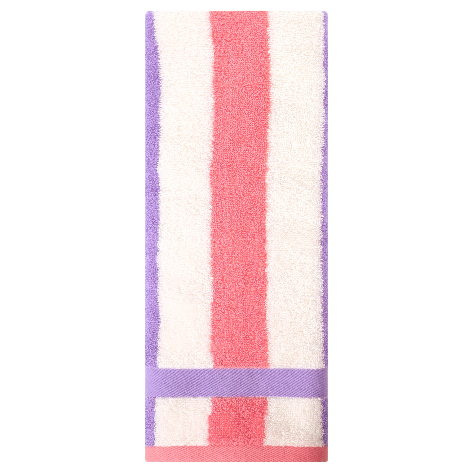 Unique Bargains Striped Cotton Absorbent Soft Hand Towel 13" x 29" Purple Pink Pack of 1