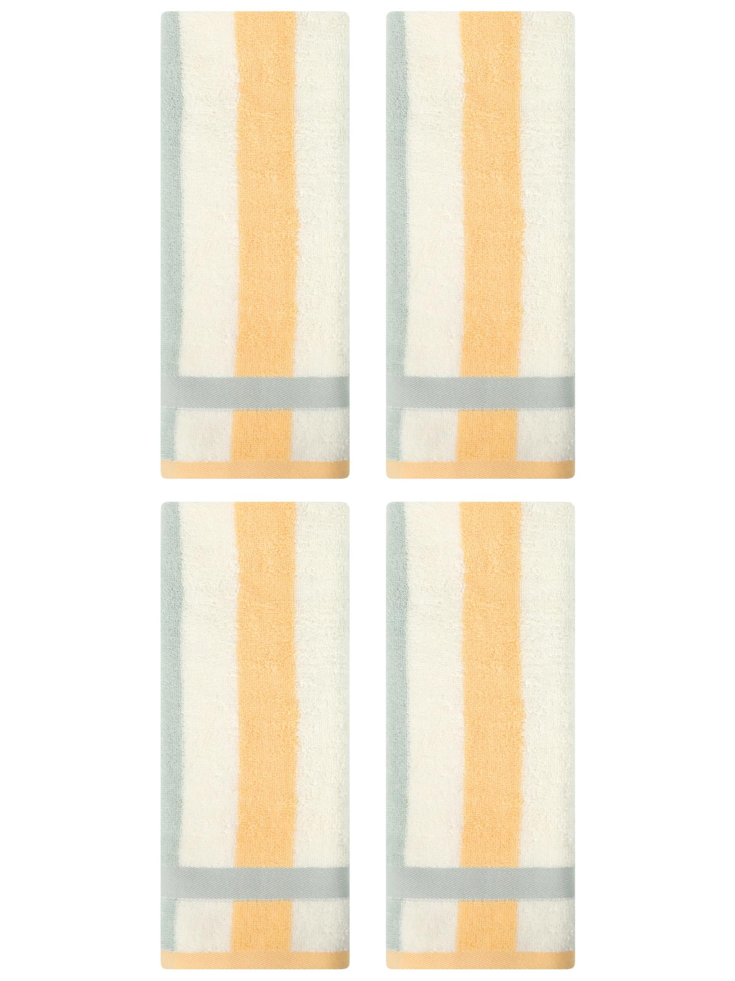 Unique Bargains Hand Towels Set of 4 Striped Cotton Blue Orange 13" x 29"