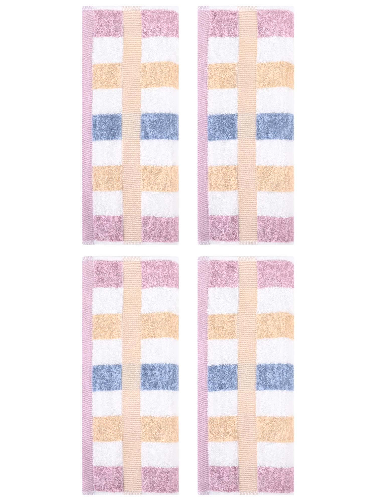 Unique Bargains Hand Towels Set of 4 Striped Cotton Blue Purple 13" x 29"