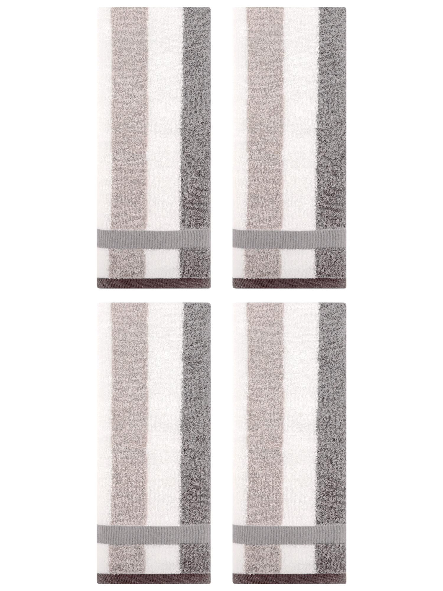 Unique Bargains Hand Towels Set of 4 Striped Cotton Grey 13" x 29"