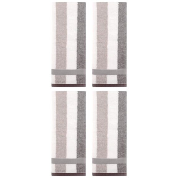 Unique Bargains Hand Towels Set of 4 Striped Cotton Grey 13" x 29"