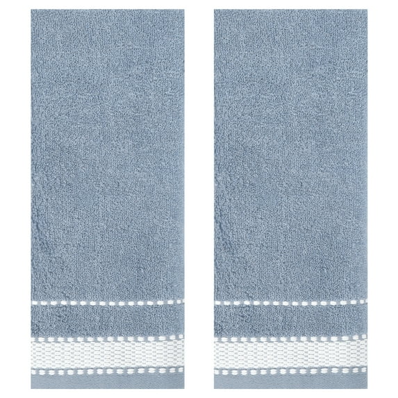 Unique Bargains Hand Towels for Bathroom Cotton Absorbent Kitchen Towels Grey 2-Piece