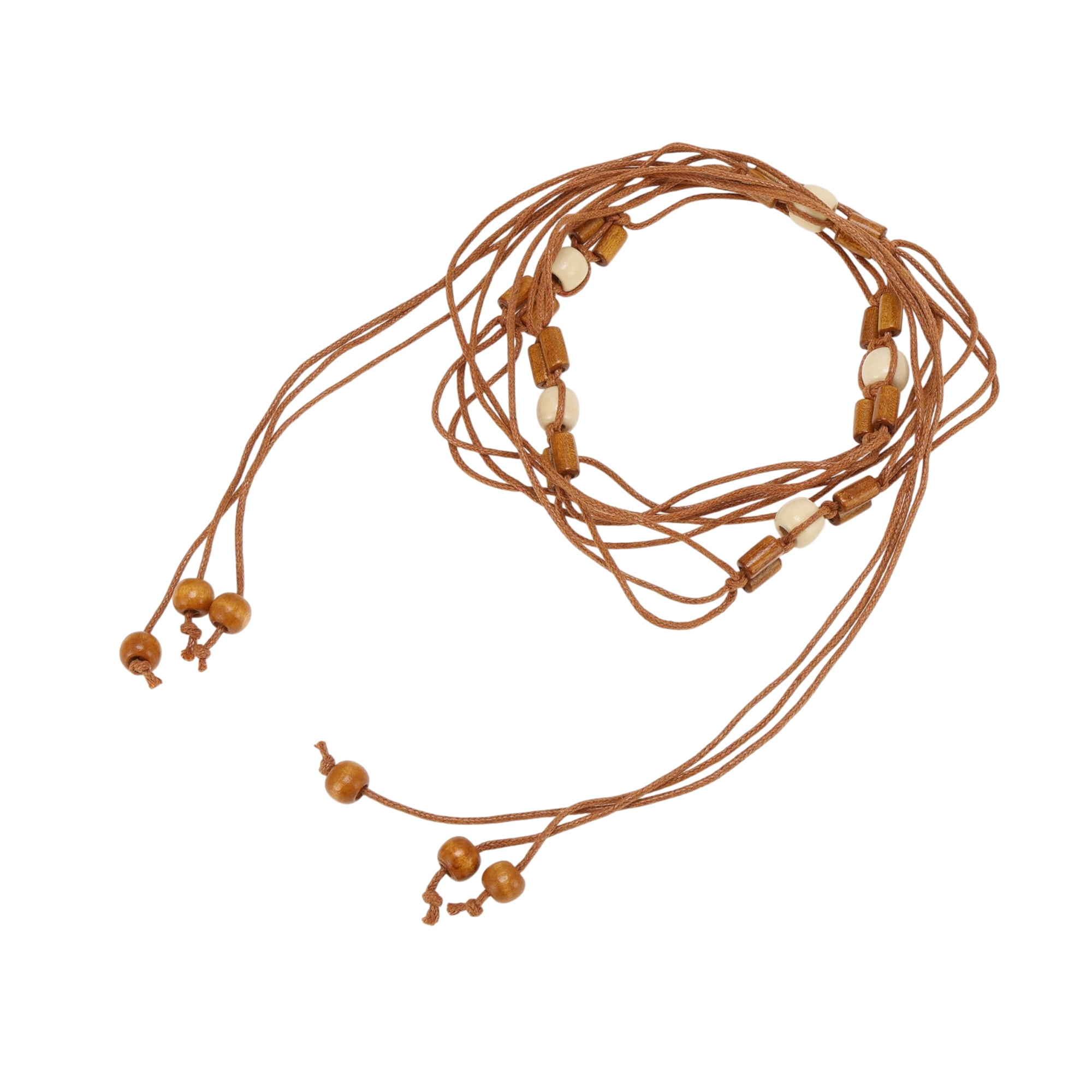 Unique Bargains Hand-beaded Weaving Handmade Cord Belt for Fashionable Styling Brown