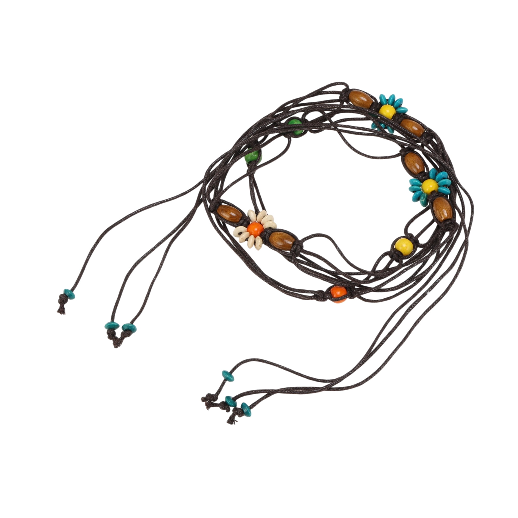 Unique Bargains Hand-woven Handmade Cord Belt 1 Pc Deep Brown, Colorful