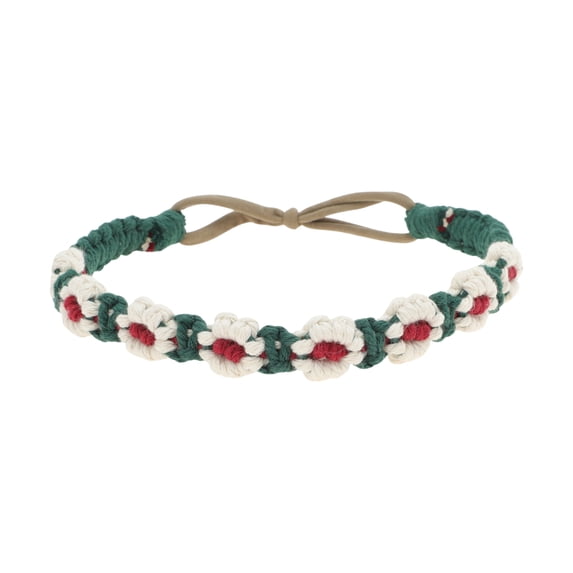 Unique Bargains Hand-woven Stretch Headbands 1 Pc Blackish Green White