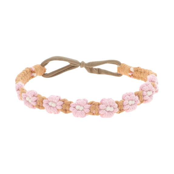 Unique Bargains Hand-woven Stretch Headbands 1 Pc Pink Light Brown