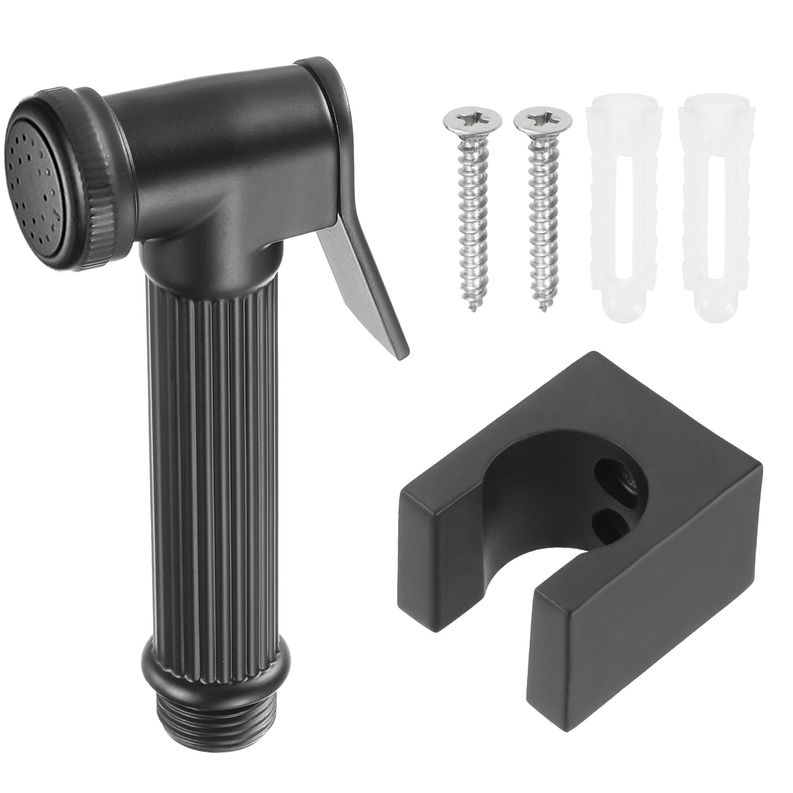 Unique Bargains Handheld Bidet Sprayer Toilet Metal Bathroom Sprayer Kit Black