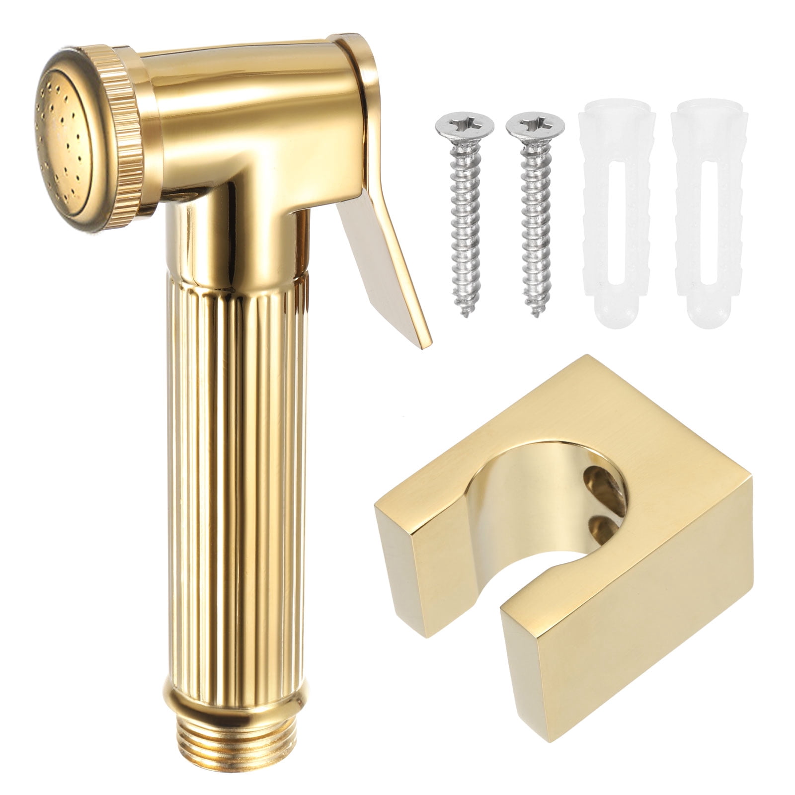 Unique Bargains Handheld Bidet Sprayer Toilet Metal Bathroom Sprayer Kit Gold