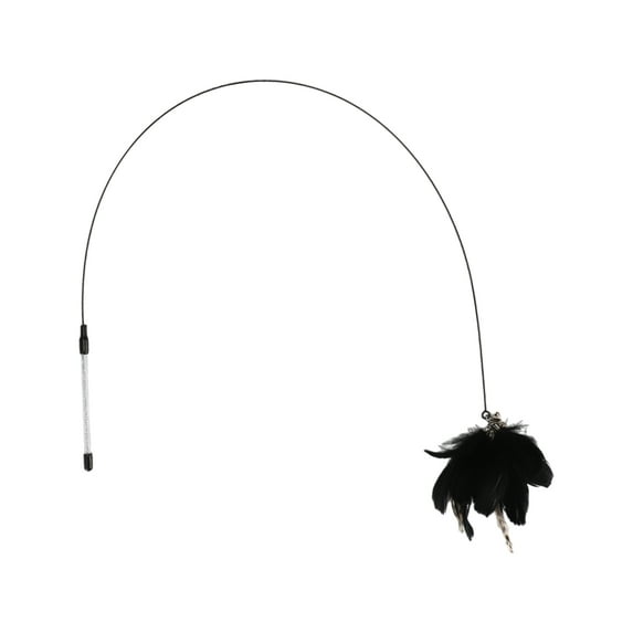 Unique Bargains Handheld Cat Teaser w/ Bell Fluffy Plume Teasing Sticks for Cat Teasing for Pet Interactive Black Brown