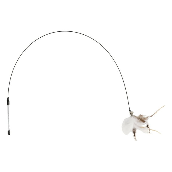 Unique Bargains Handheld Cat Teaser w/ Bell Fluffy Plume Teasing Sticks for Cat Teasing for Pet Interactive White Brown