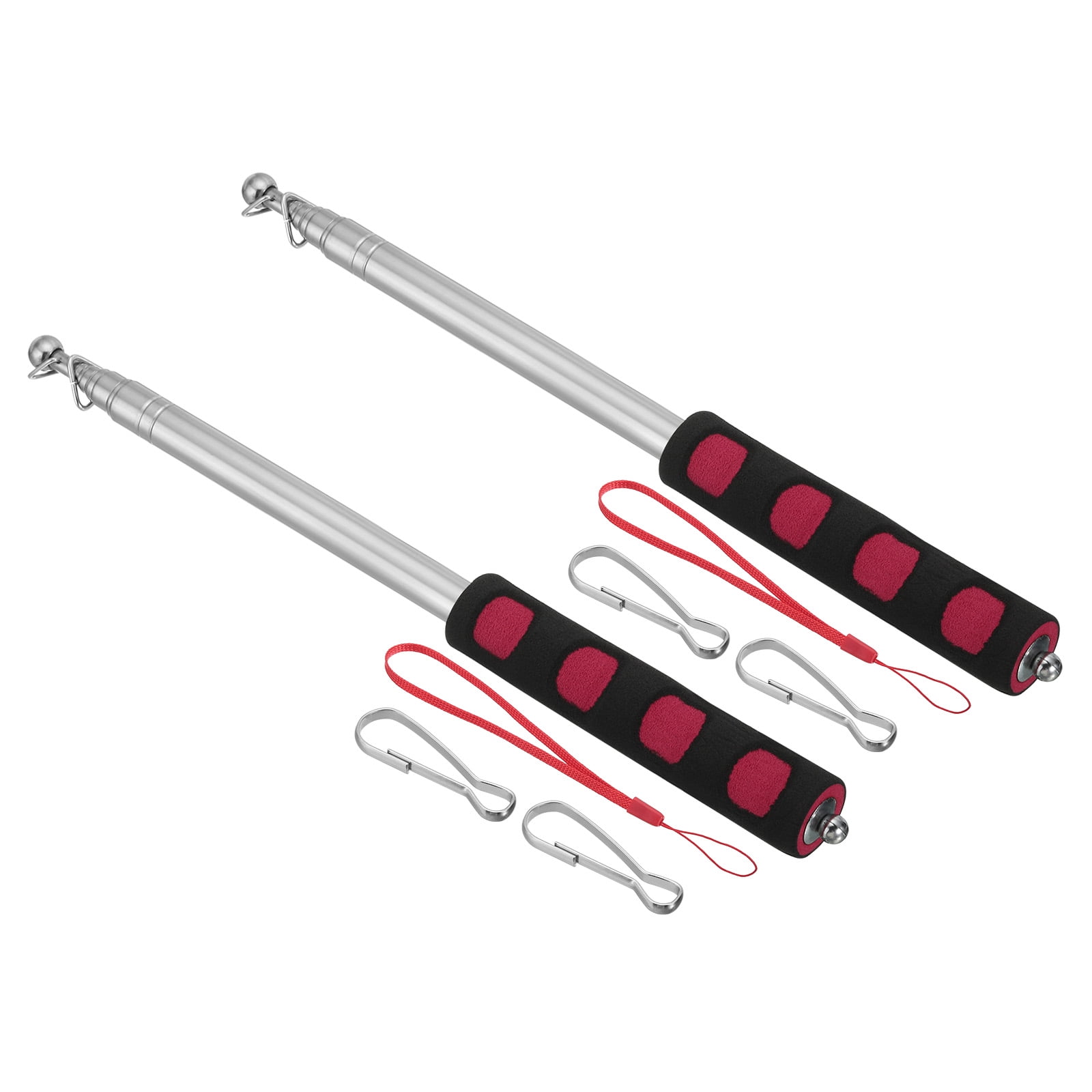 Unique Bargains Handheld Flagpoles with Comfortable Sponge Handle Red