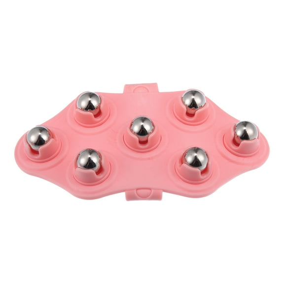 Unique Bargains Handheld Massager with Seven Trigger Points for Neck Shoulder POM Carbon Steel Ball Pink Silver Tone