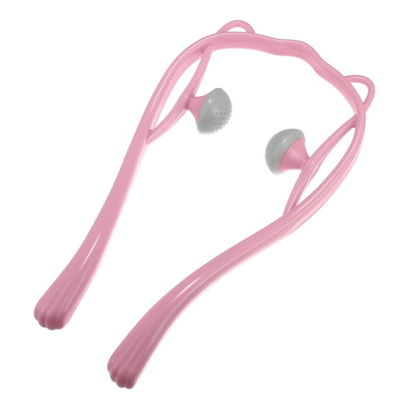 Unique Bargains Handheld Neck Massager with Two Trigger Points for Neck Shoulder Muscle Pain Ease PP TPR Pink Gray