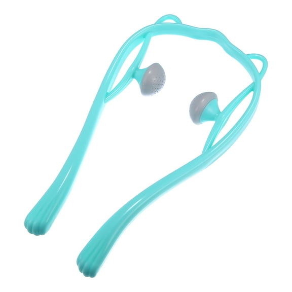 Unique Bargains Handheld Neck Massager with Two Trigger Points for Neck Shoulder Muscle Pain Ease PP TPR Blue Gray