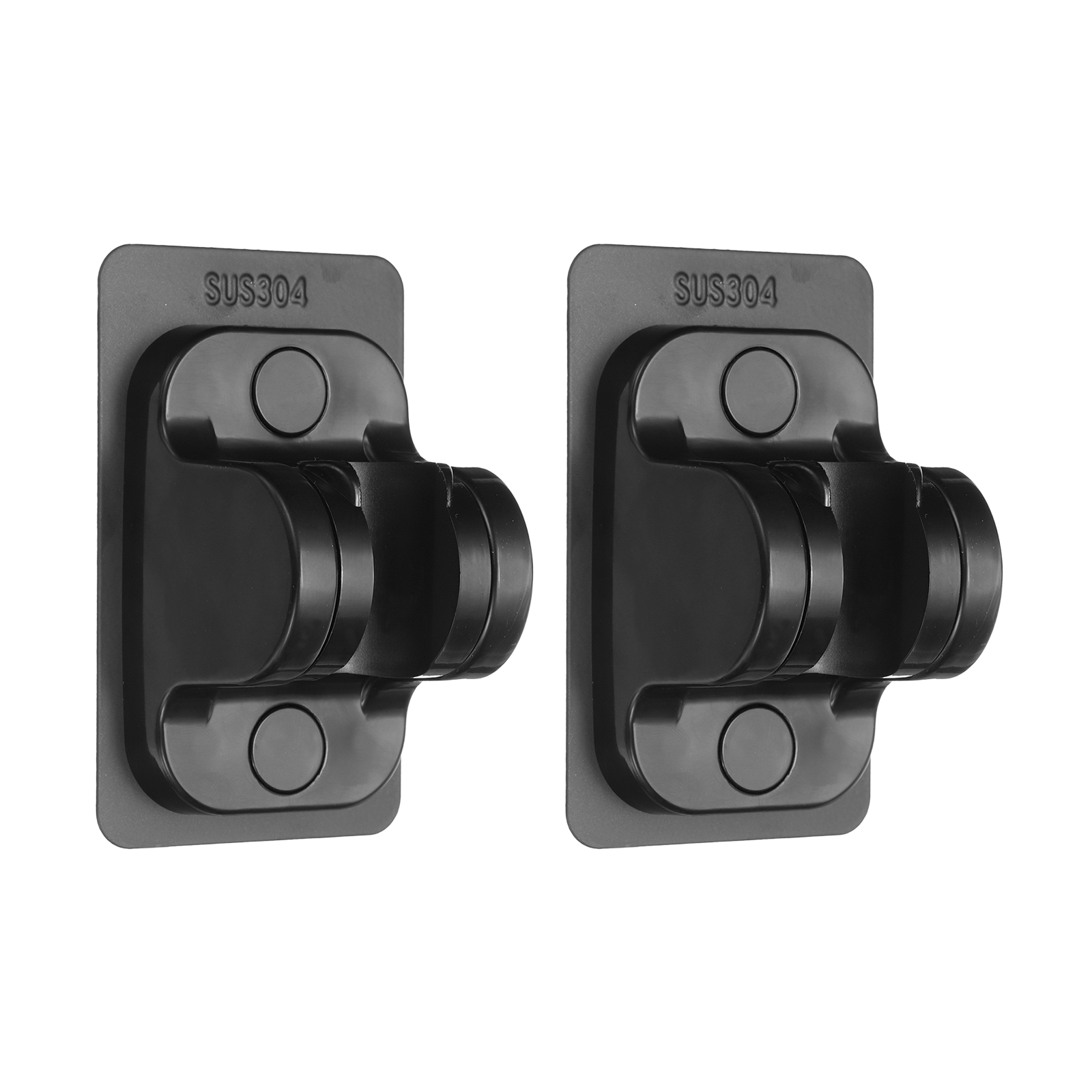 Unique Bargains Handheld Shower Head Strong Adhesive Adjustable Wall Mount Black 2Pcs