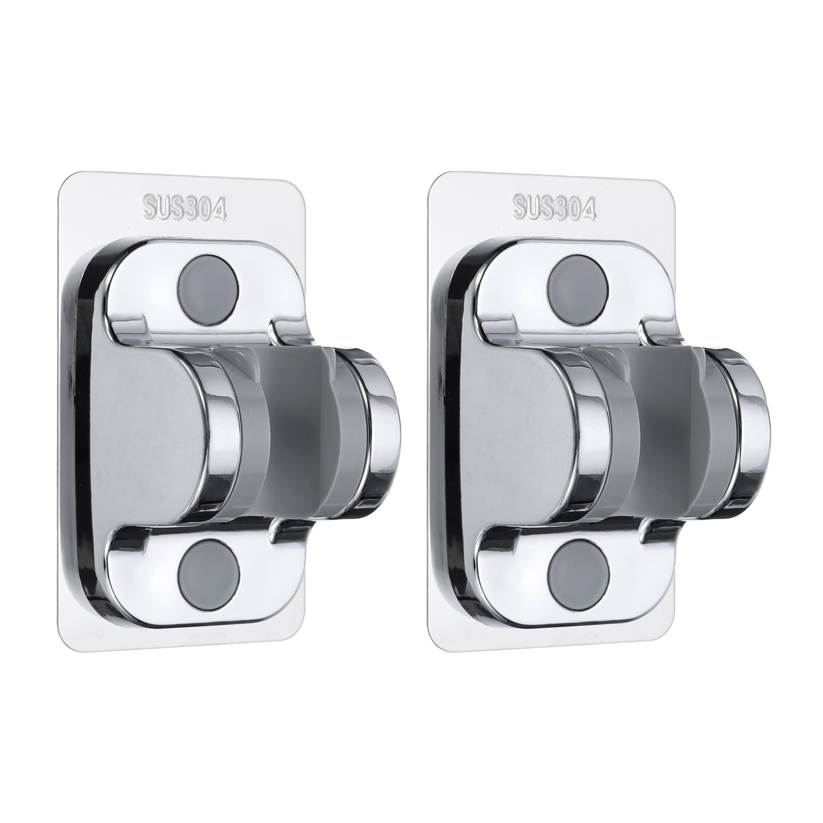 Unique Bargains Handheld Shower Head Strong Adhesive Adjustable Wall Mount Silver 2Pcs