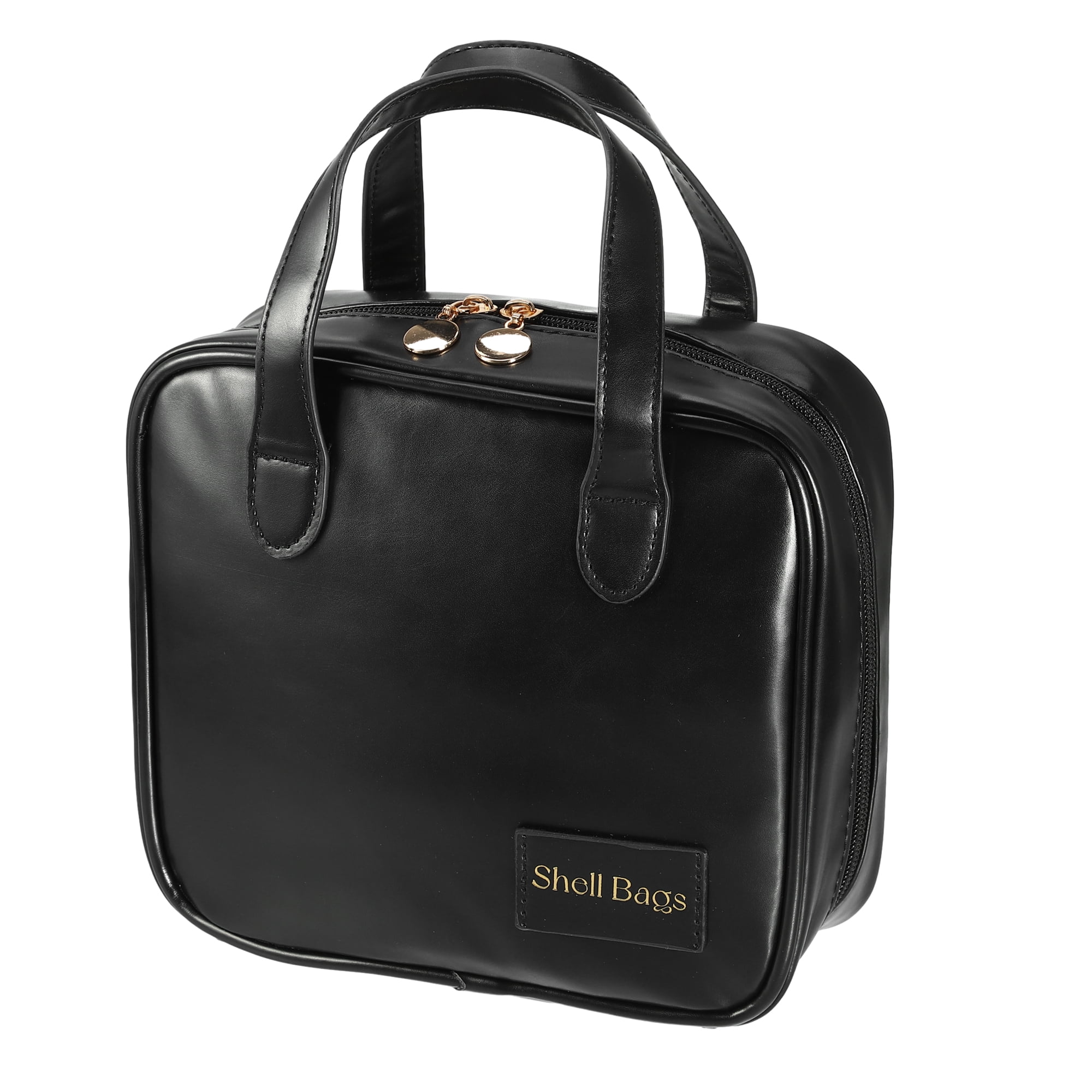Unique Bargains Handhold Cosmetic Bag Portable Makeup Bag Makeup Pouch with Handle Black